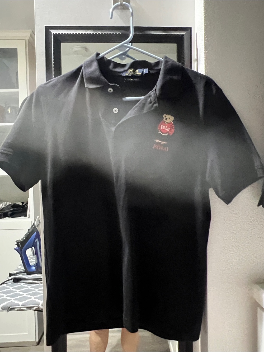 Polo by Ralph Lauren Black Polo with Bear Crest, authentic, size L, like new